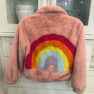 Lola + The Boys Pink Rainbow Fleece Jacket